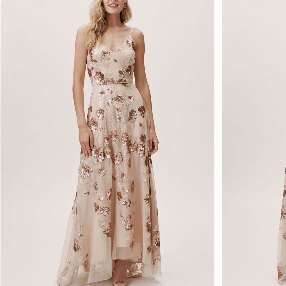 BHLDN rose gold sequin ‘Firelle’ gown